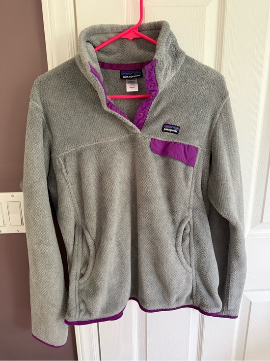 Patagonia Tops - Patagonia Gray Fleece Pullover with Purple Accents